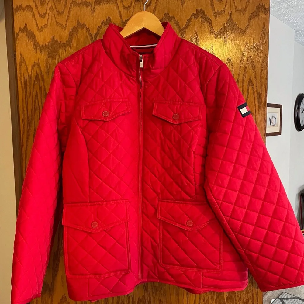 Tommy Hilfiger Woman’s Coat Jacket Red Diamond Quilt 2X - Picture 7 of 10
